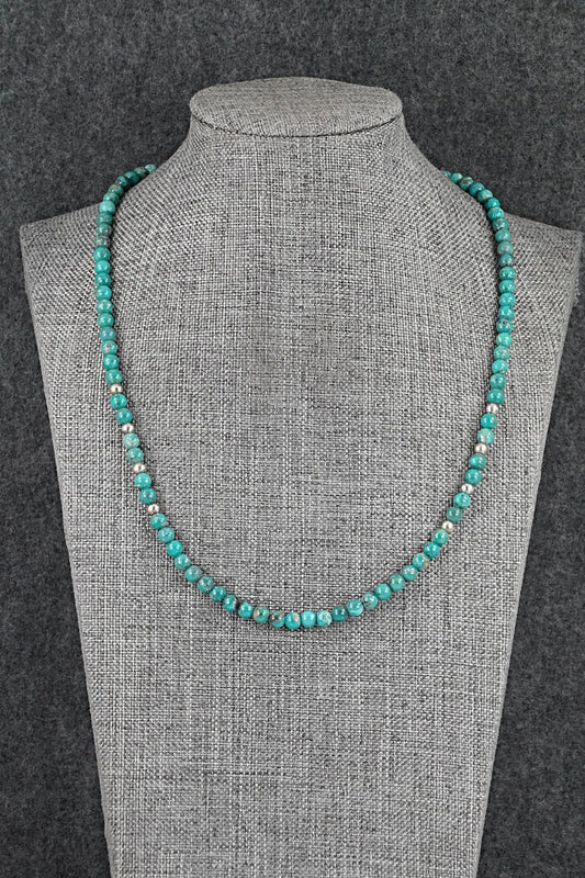 Turquoise & Sterling Silver Necklace 18" - Doreen Jake