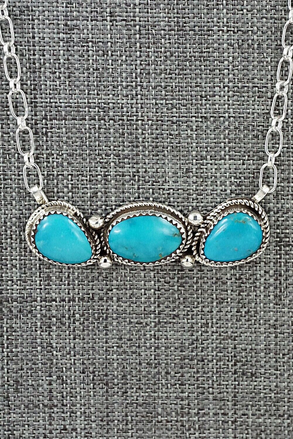 Turquoise & Sterling Silver Necklace - Ernest Hawthorne