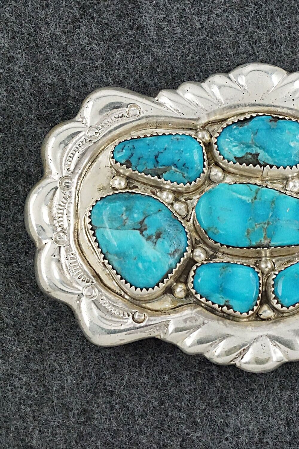 Turquoise & Sterling Silver Belt Buckle - George Leekity