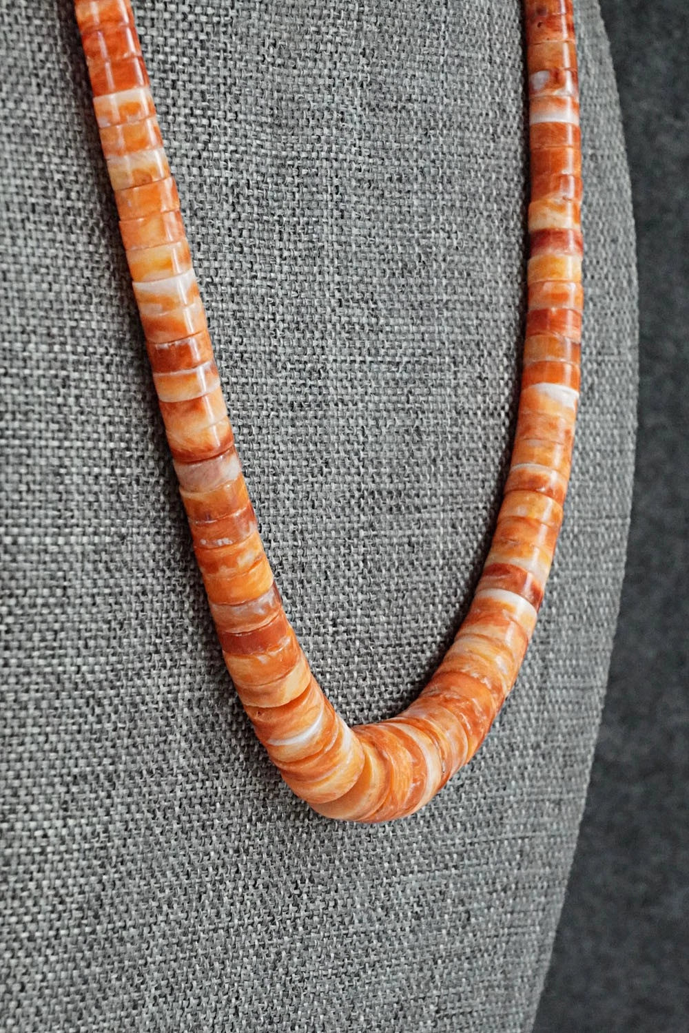 Spiny Oyster & Sterling Silver Necklace 18" - Doreen Jake