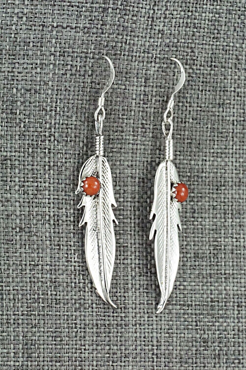 Coral & Sterling Silver Earrings - Louise Joe