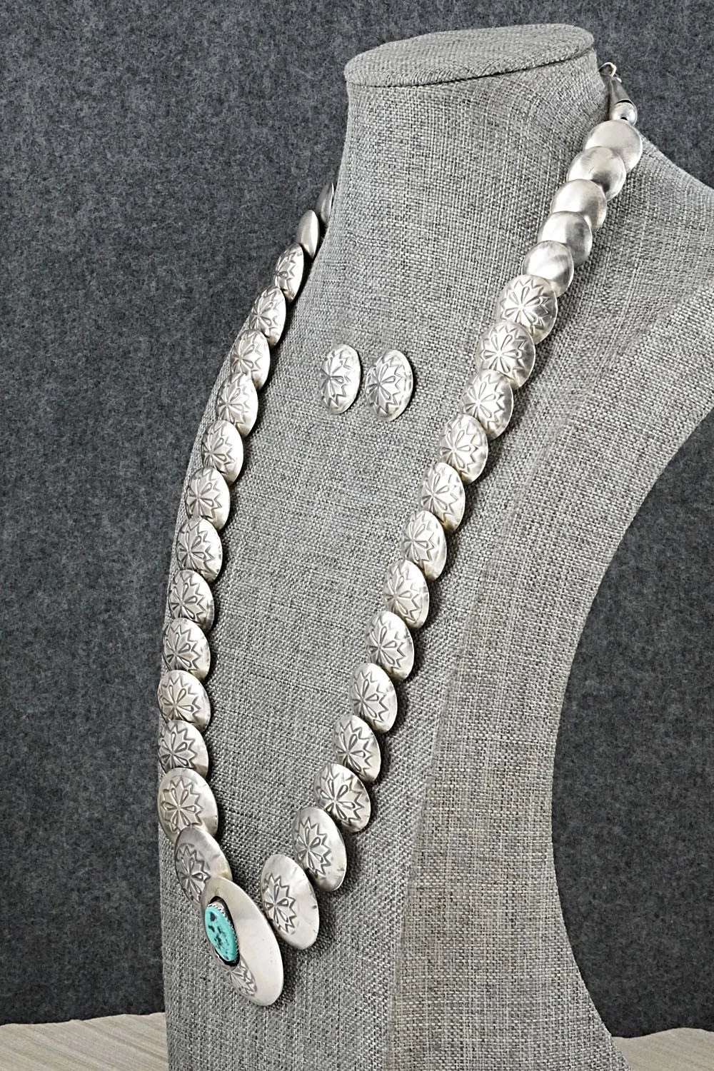 Turquoise & Sterling Silver Necklace and Earrings Set - Tim Thompson