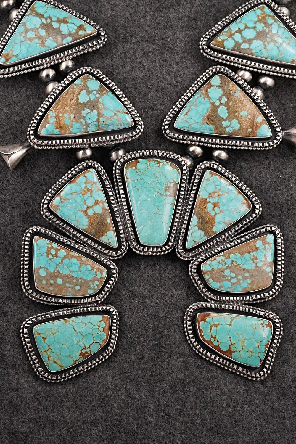 Turquoise & Sterling Silver Squash Blossom Set - Paul Livingston