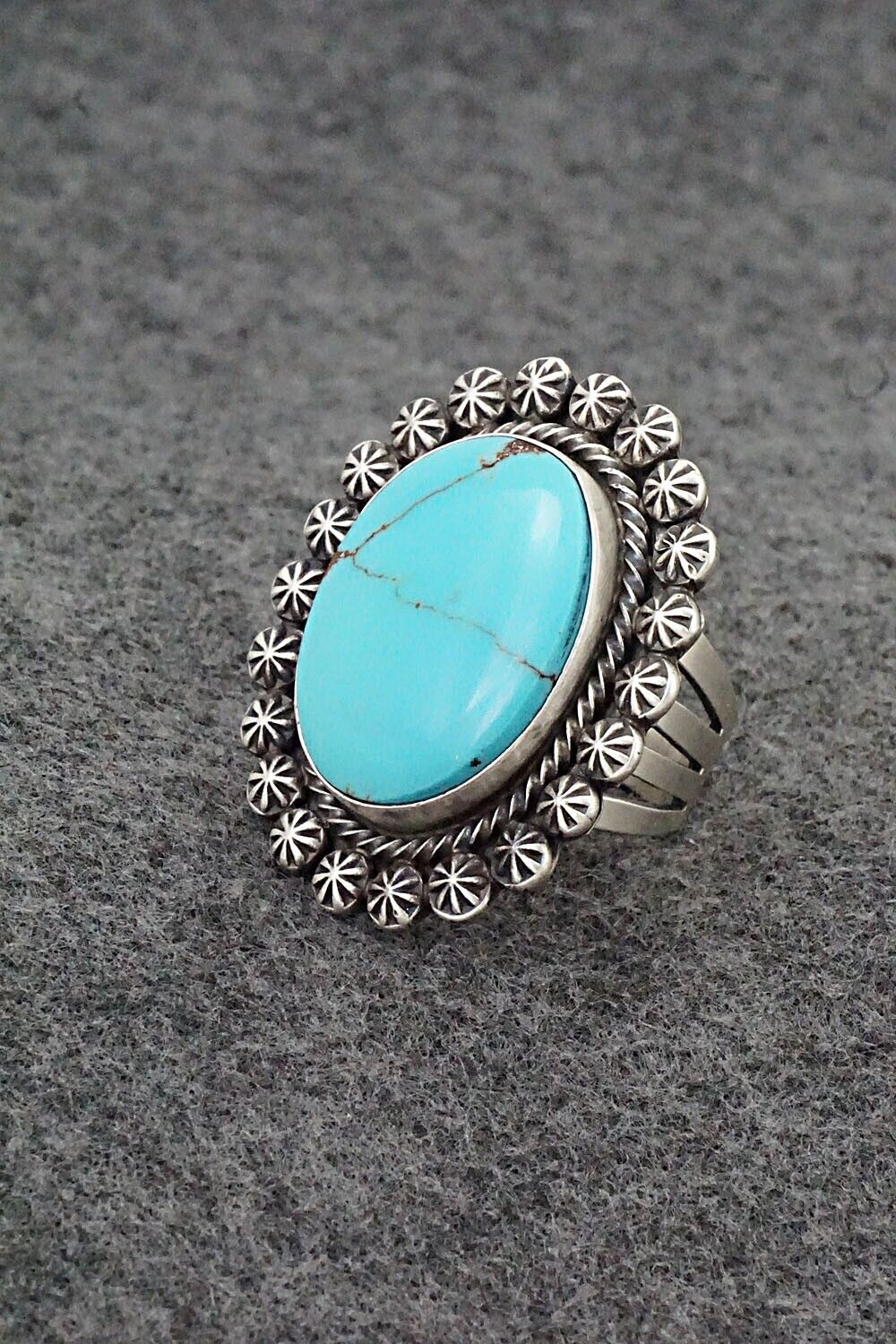 Turquoise & Sterling Silver Ring - Paul Livingston - Size 9