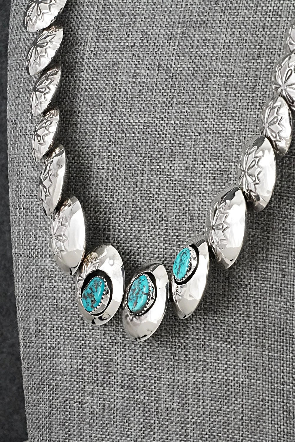 Turquoise & Sterling Silver Necklace and Earrings Set - Tim Thompson