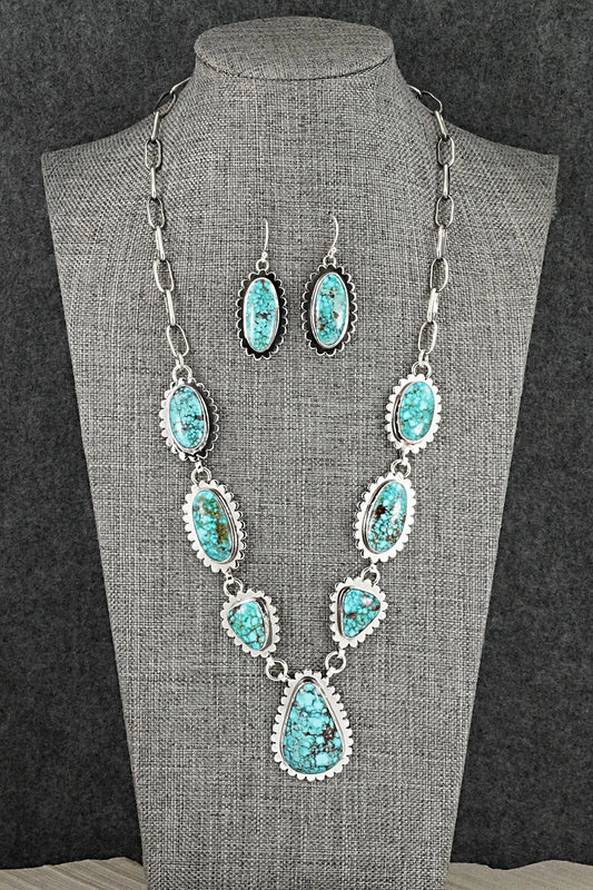 Turquoise & Sterling Silver Necklace and Earrings Set - Mark Yazzie