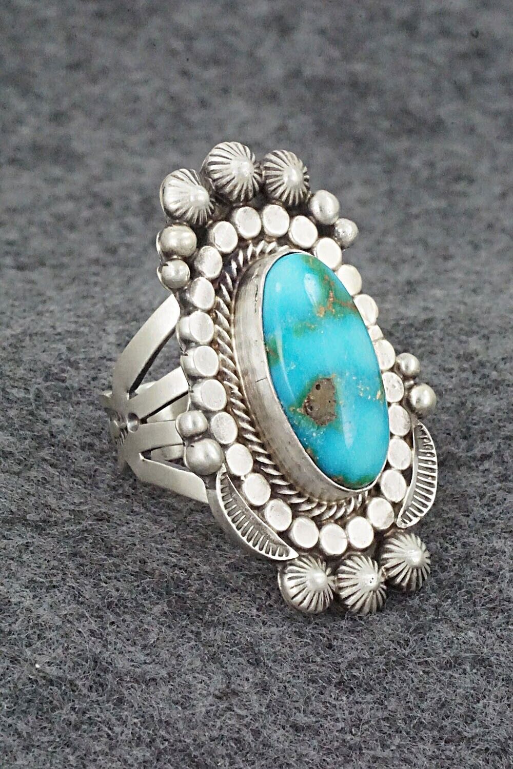 Turquoise & Sterling Silver Ring - Tom Lewis - Size 6.5