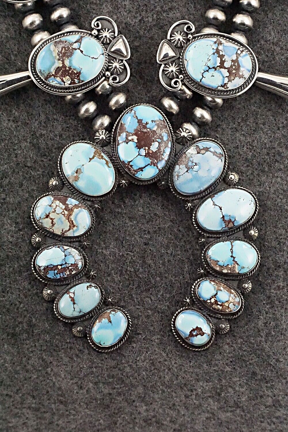 Turquoise & Sterling Silver Squash Blossom Set - Derrick Gordon