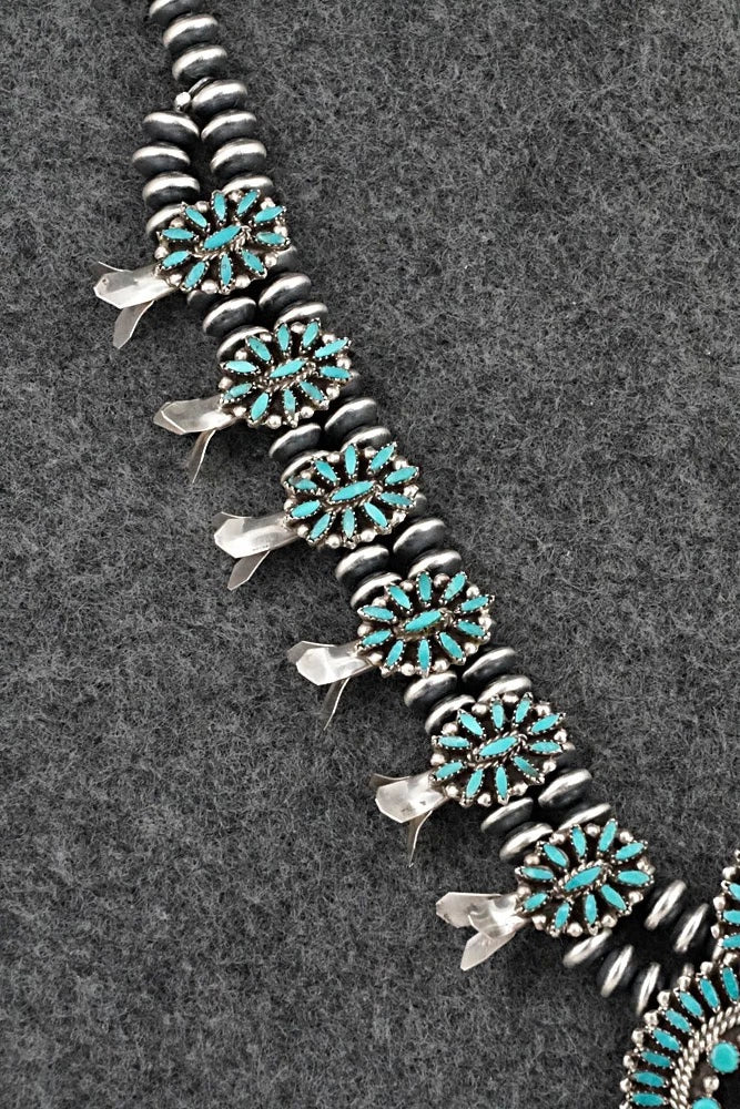 Turquoise & Sterling Silver Mini Squash Blossom Set - Lorena Peina