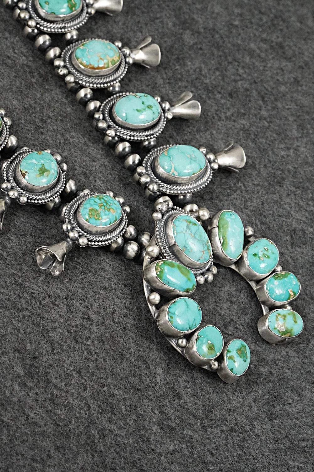 Turquoise & Sterling Silver Squash Blossom Set - Bobby Johnson