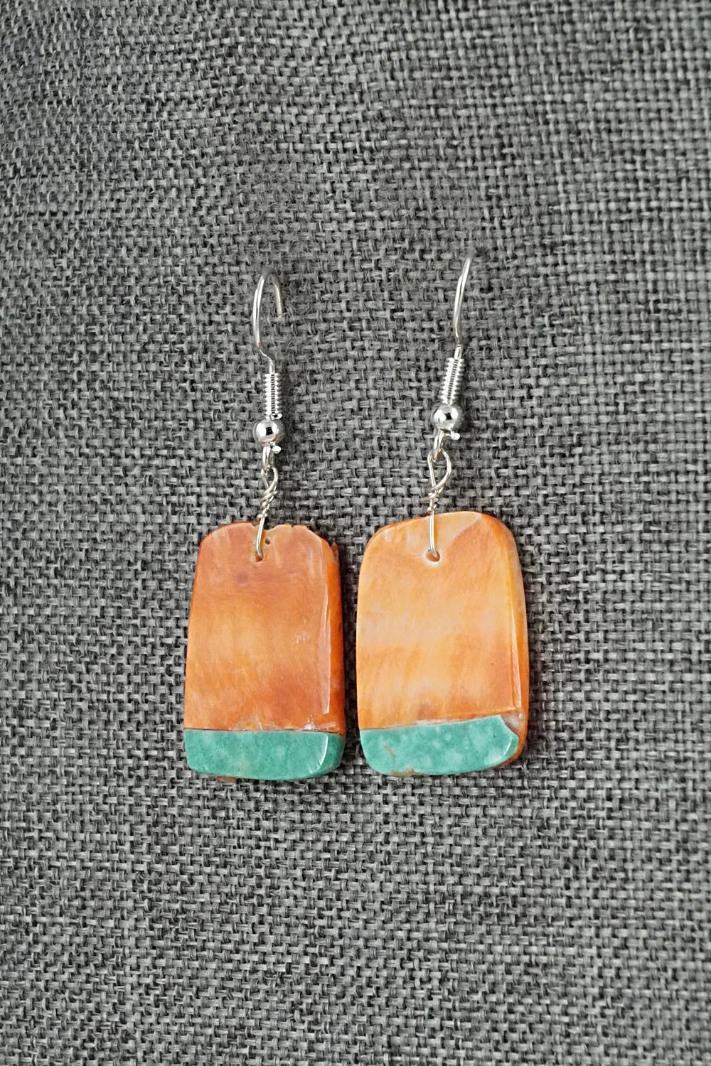 Spiny Oyster, Turquoise & Sterling Silver Earrings - Louise Pete
