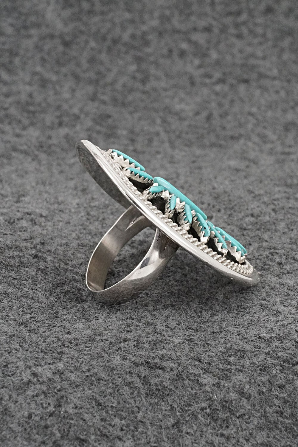 Turquoise & Sterling Silver Ring - Jack Etsate - Size 9.25