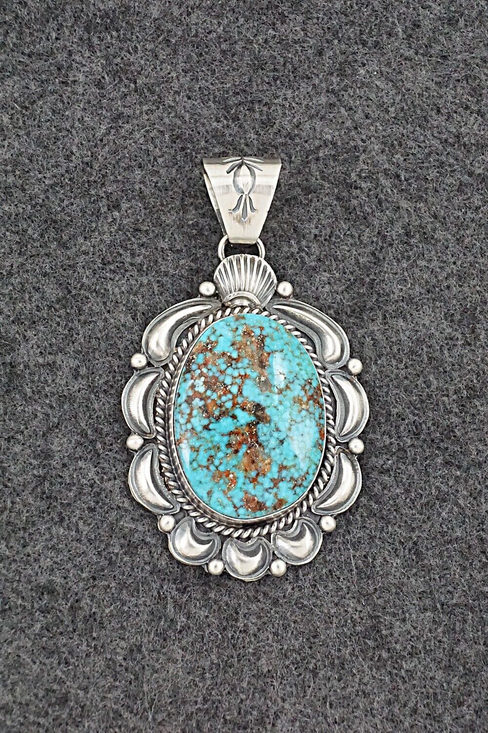 Turquoise & Sterling Silver Pendant - Raymond Delgarito