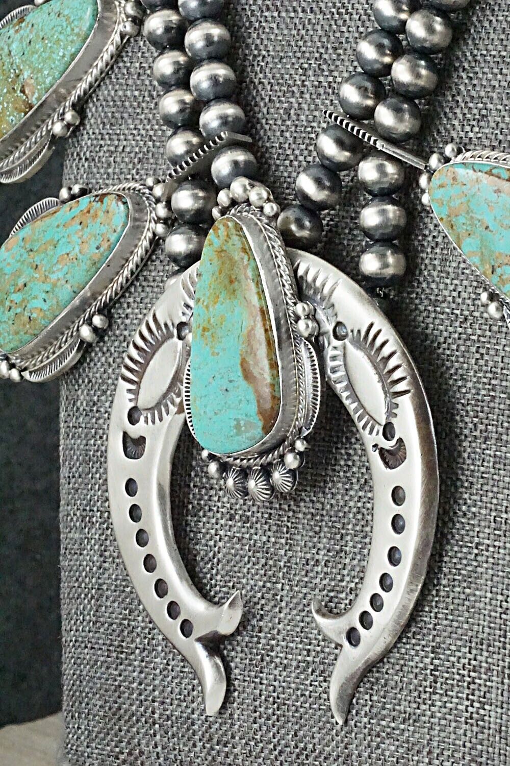 Turquoise & Sterling Silver Squash Blossom Set - Tom Lewis