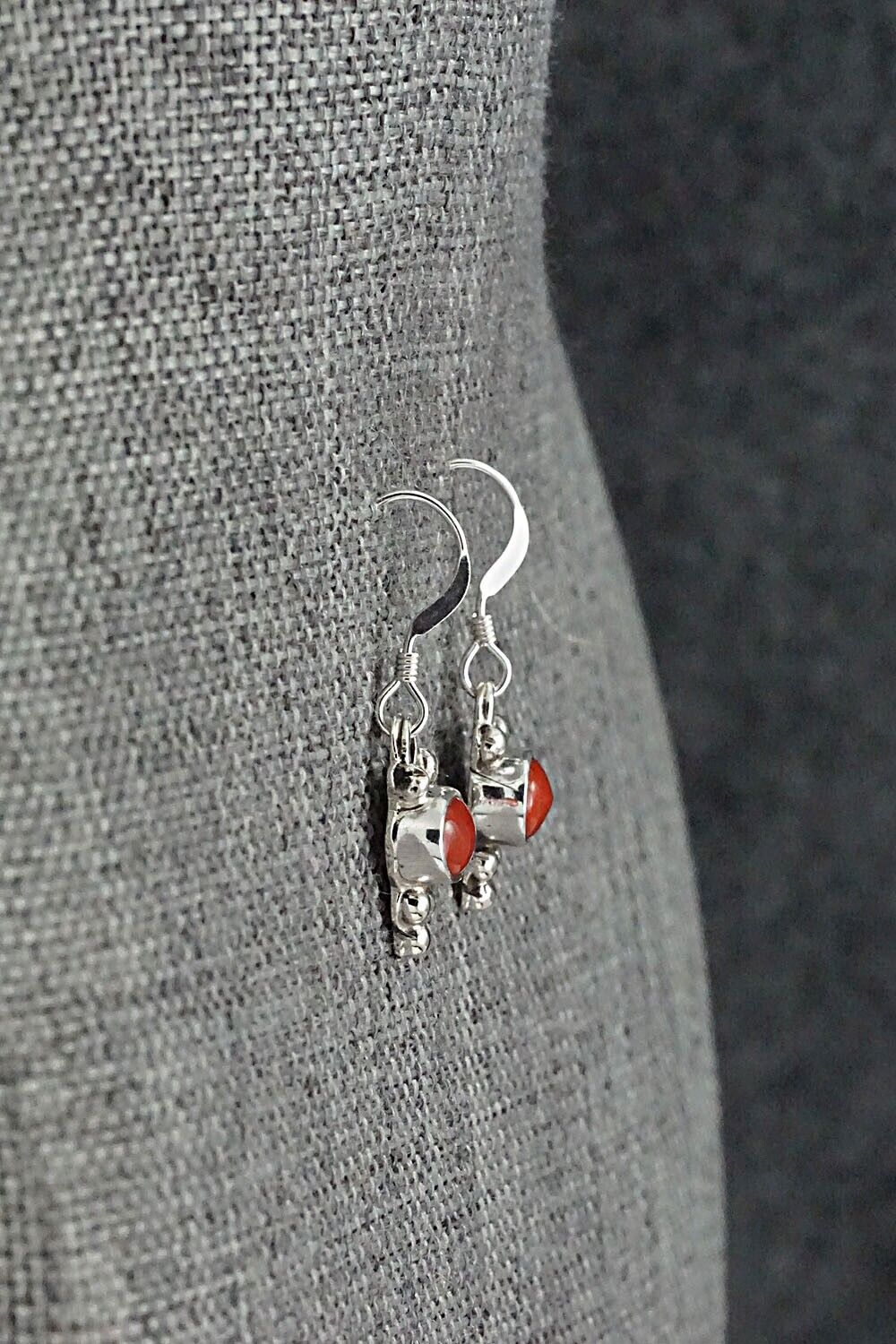 Coral & Sterling Silver Earrings - Annie Spencer