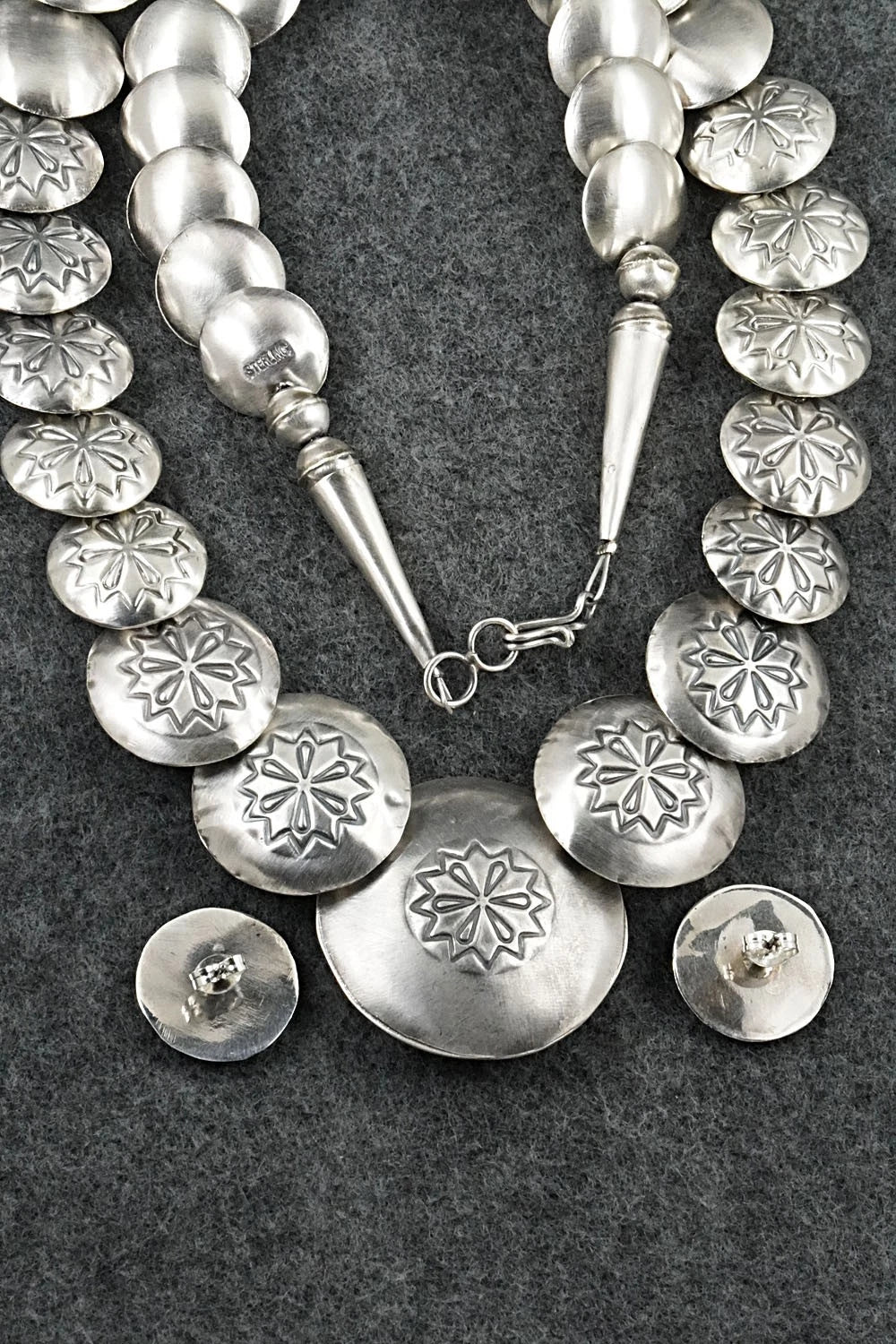 Turquoise, Coral & Sterling Silver Necklace and Earrings Set - Tim Thompson