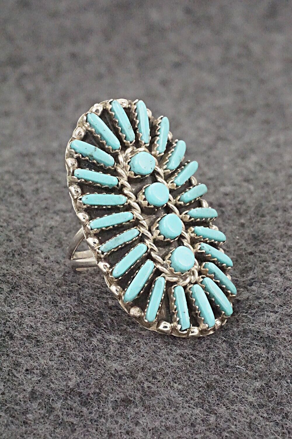 Turquoise & Sterling Silver Ring - Charlie John - Size 8.5