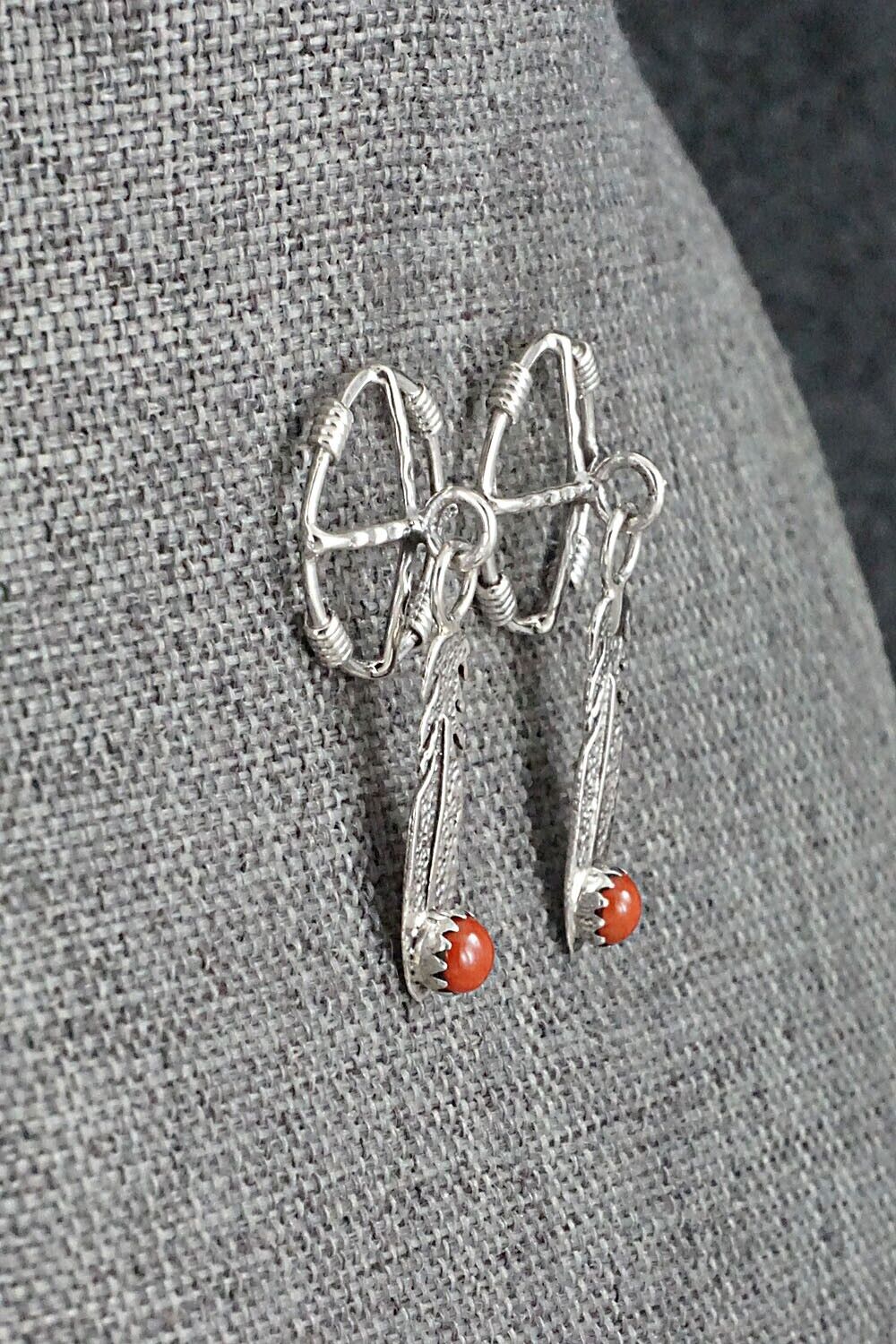 Coral and Sterling Silver Earrings - Sharon McCarthy