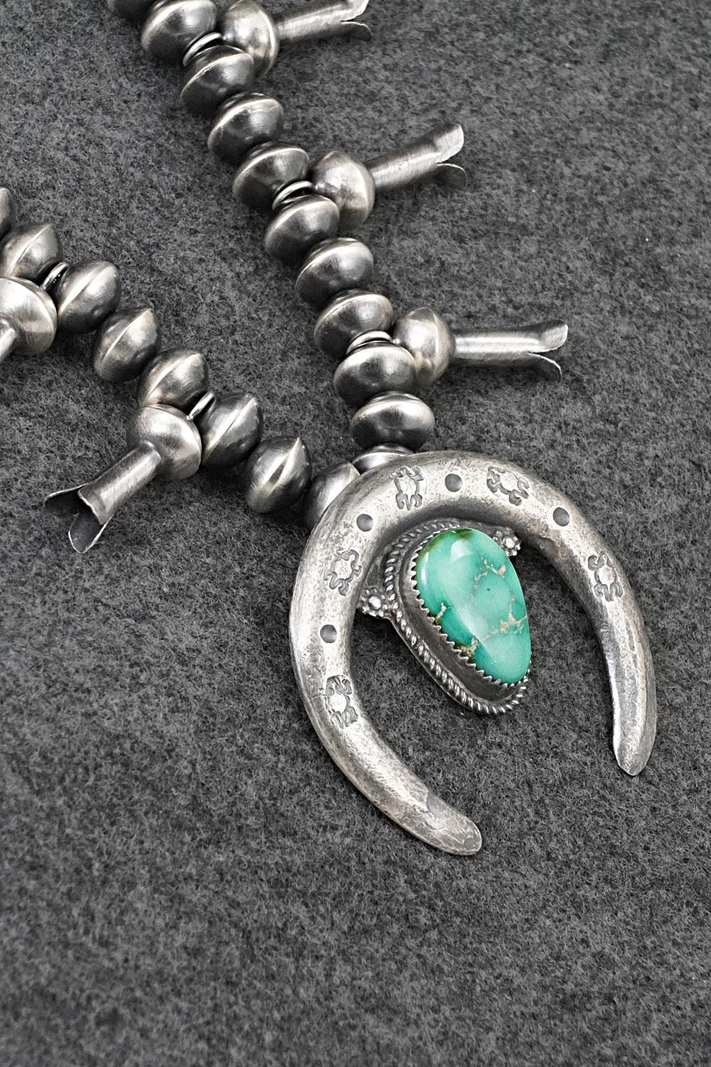 Turquoise & Sterling Silver Squash Blossom Necklace - Presley Haley