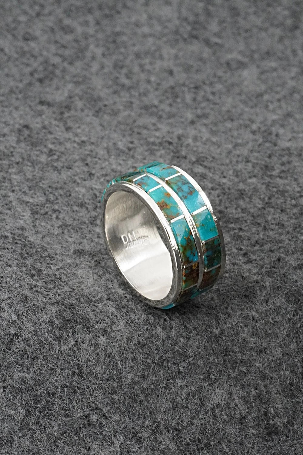 Turquoise, Coral & Sterling Silver Ring - Darlene Noble - Size 11