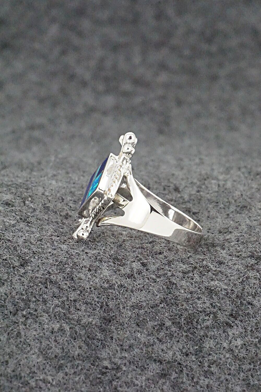 Multi-Stone & Sterling Silver Inlay Ring - James Manygoats - Size 6.25