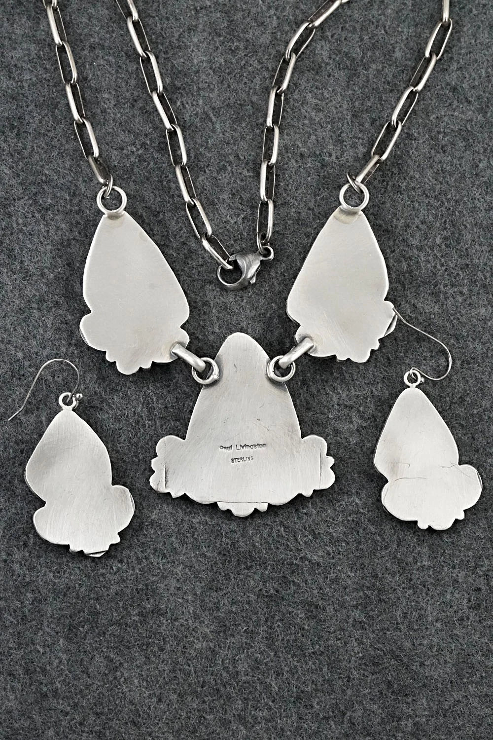 Turquoise & Sterling Silver Necklace and Earrings Set - Paul Livingston