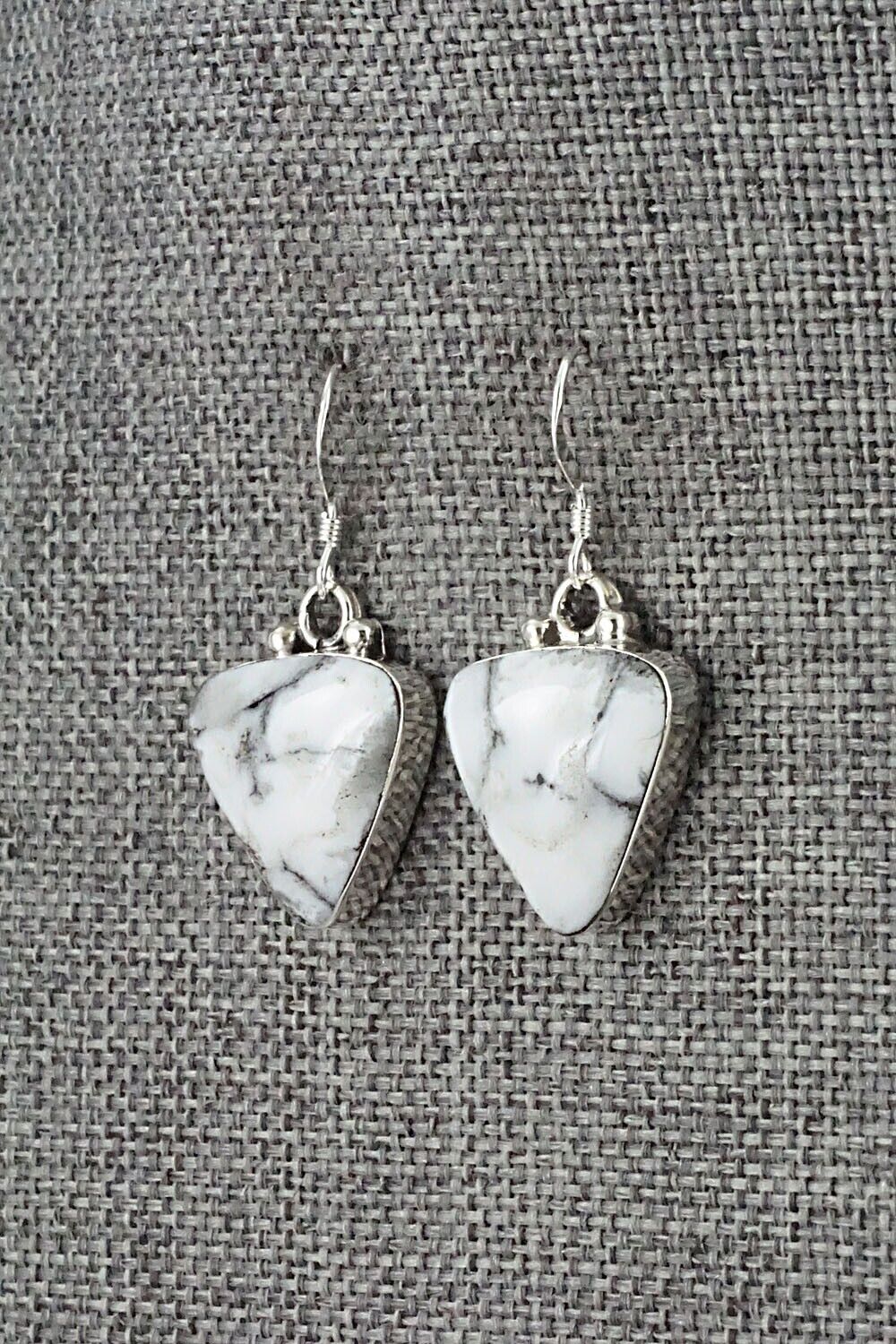 White Buffalo & Sterling Silver Earrings - David Lopez