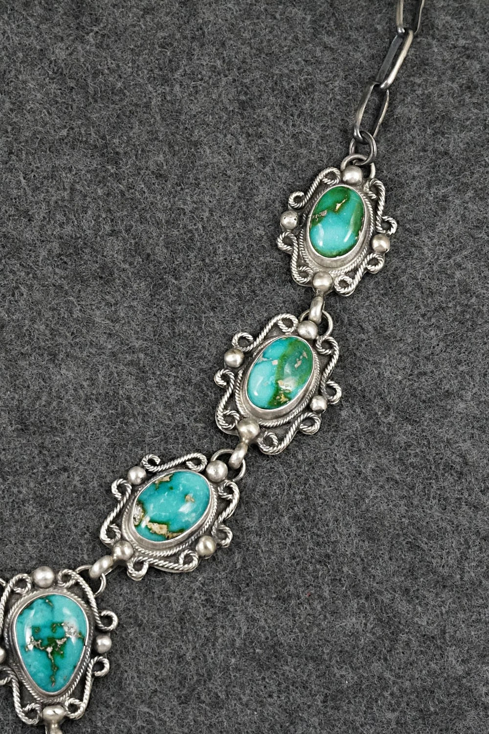 Turquoise & Sterling Silver Necklace and Earrings Set - Kathleen Livingston