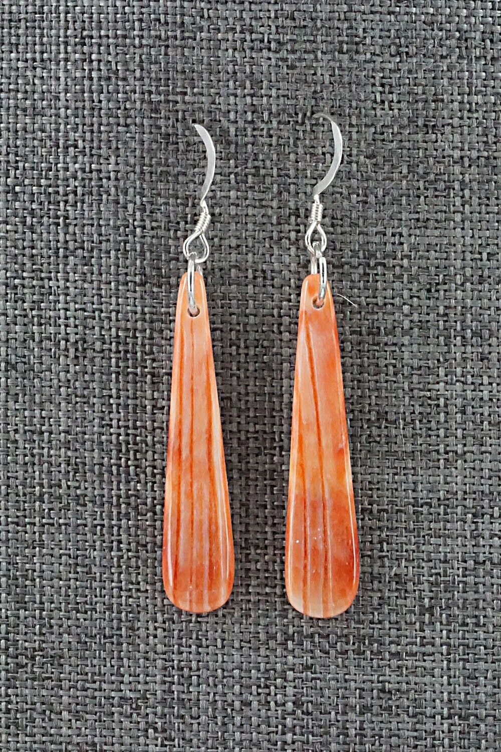 Spiny Oyster & Sterling Silver Earrings - Louise Pete