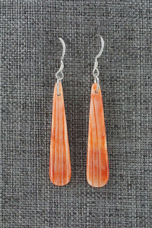 Spiny Oyster & Sterling Silver Earrings - Louise Pete