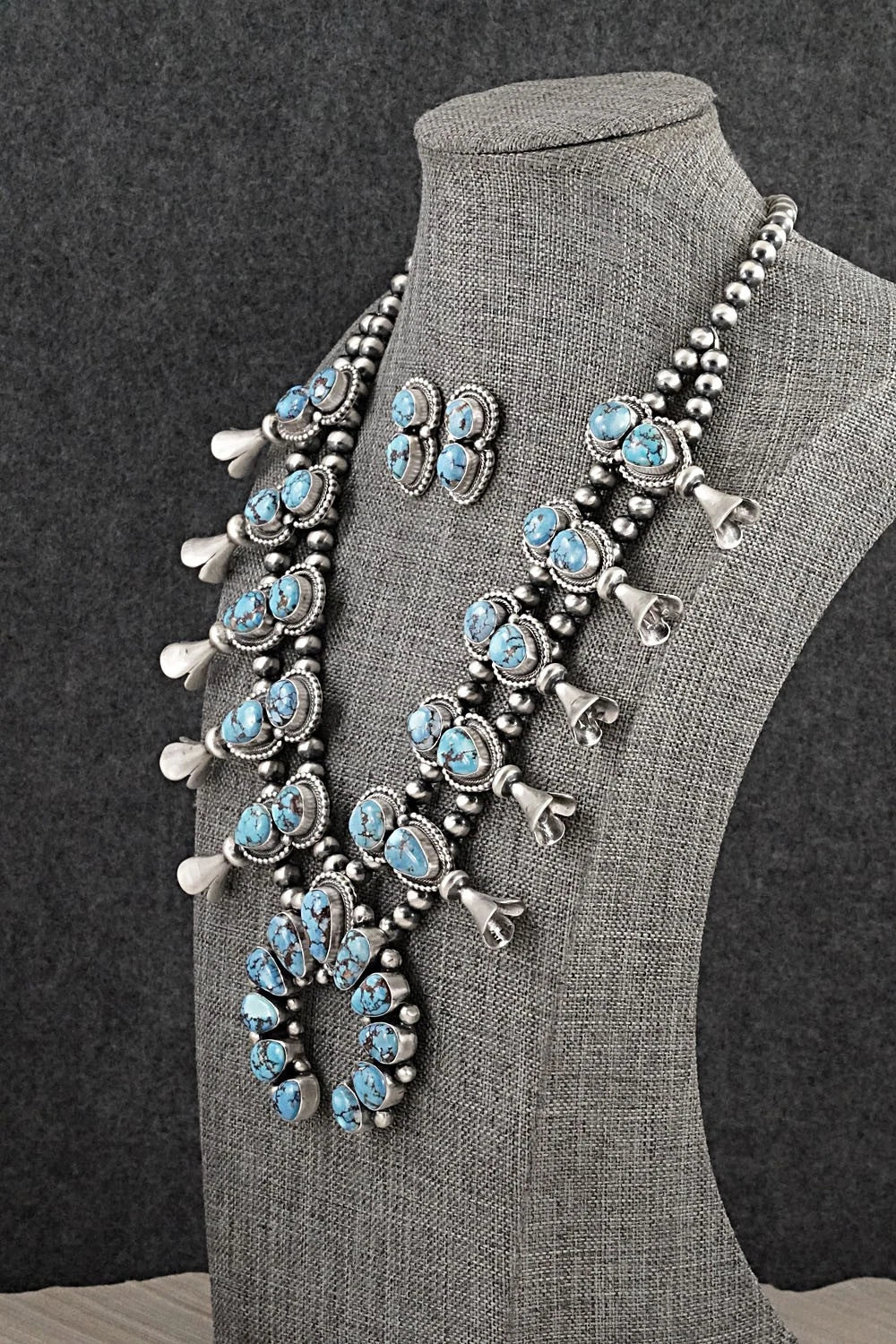 Turquoise & Sterling Silver Squash Blossom Set - Darrin Livingston