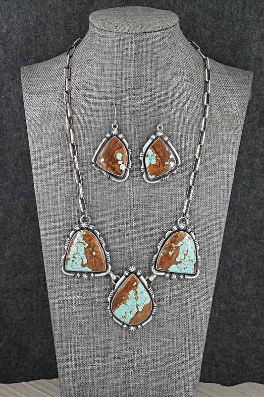 Turquoise & Sterling Silver Necklace and Earrings Set - Paul Livingston