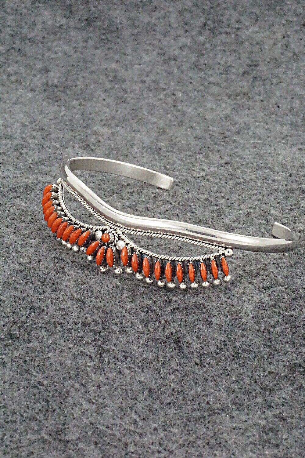 Coral & Sterling Silver Bracelet - Stewart Nakatewa