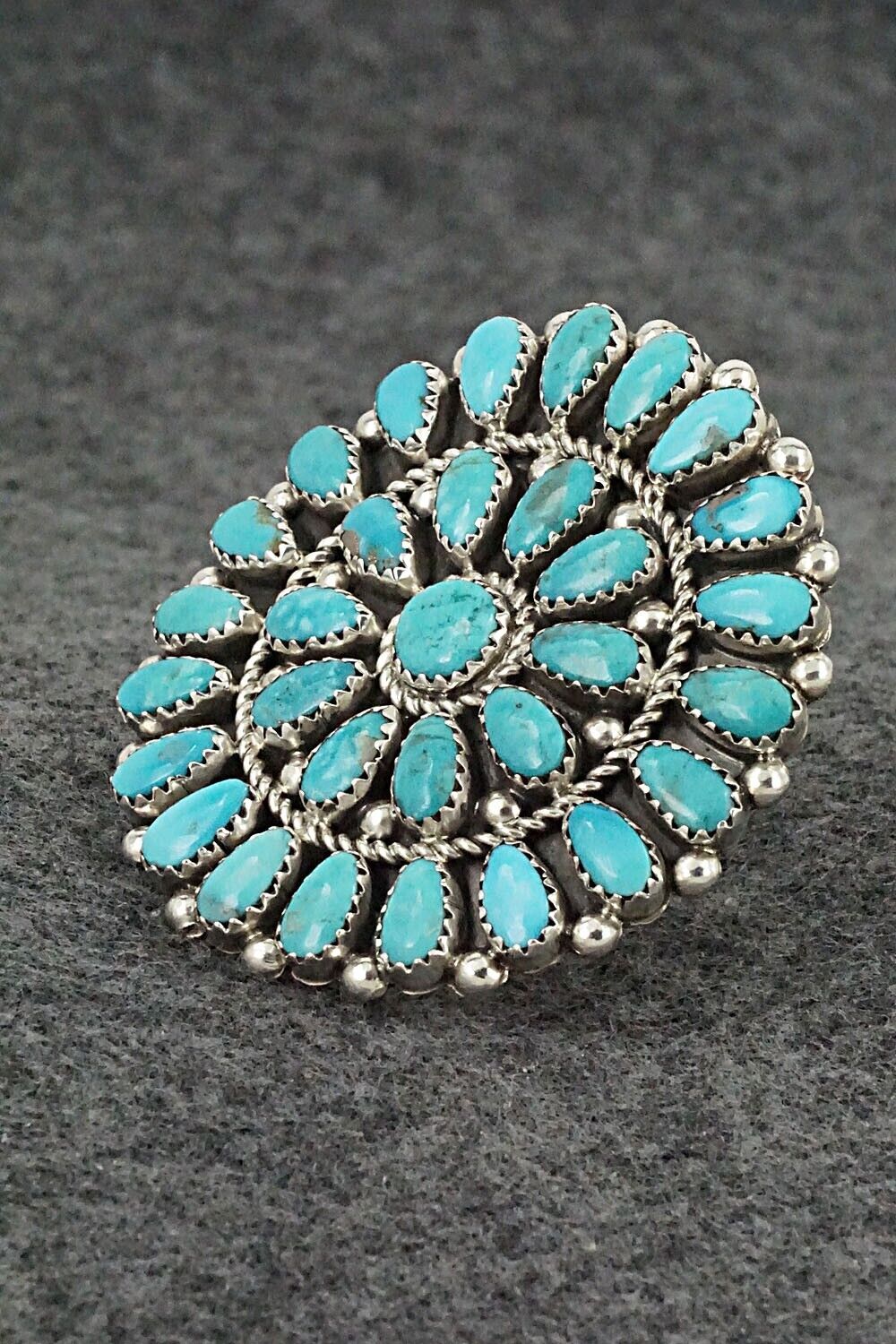 Turquoise & Sterling Silver Ring - Rodney Notah - Size 7.75