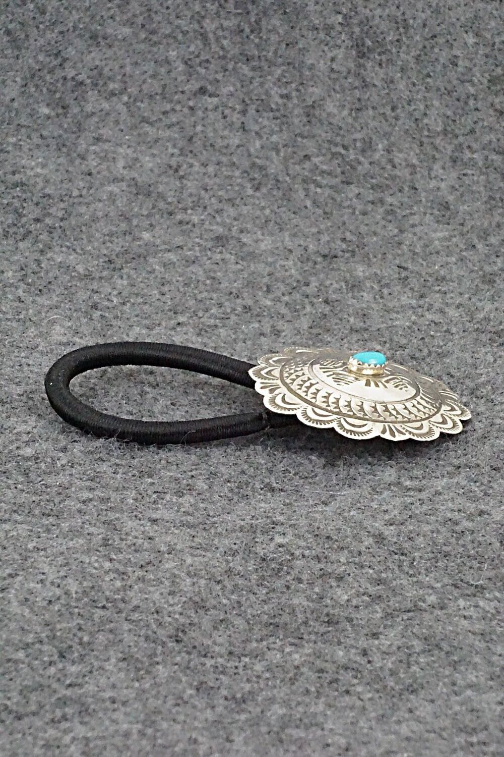 Turquoise & Sterling Silver Hair Tie - Bertha Begay