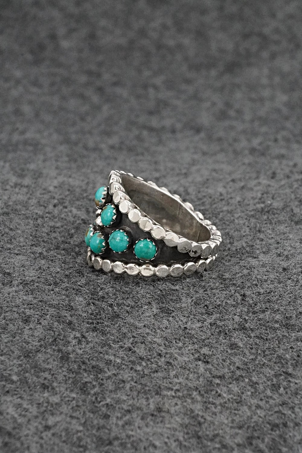 Turquoise & Sterling Silver Ring - Kenny Lonjose - Size 8.5