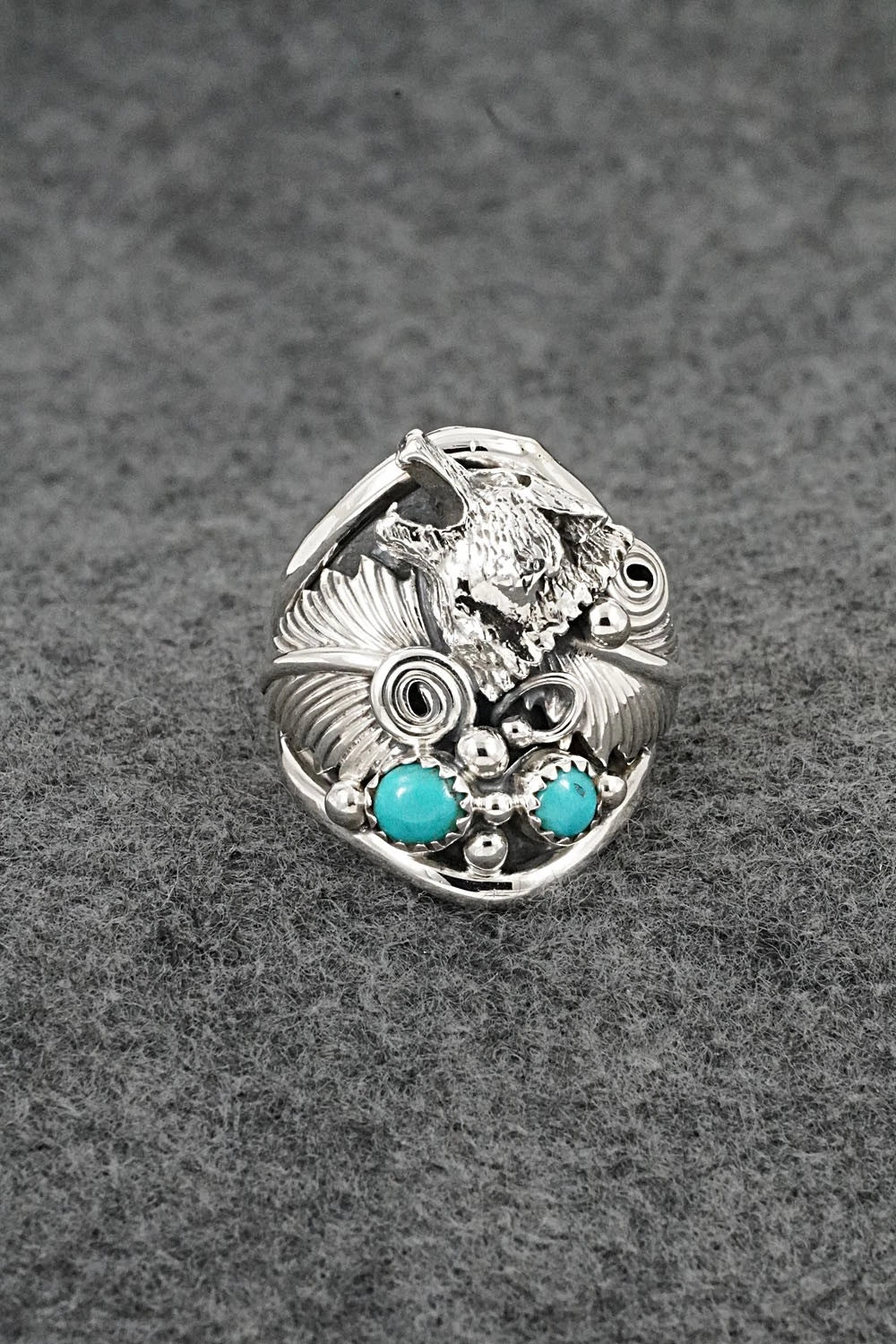 Turquoise & Sterling Silver Ring - Darrell Morgan - Size 10