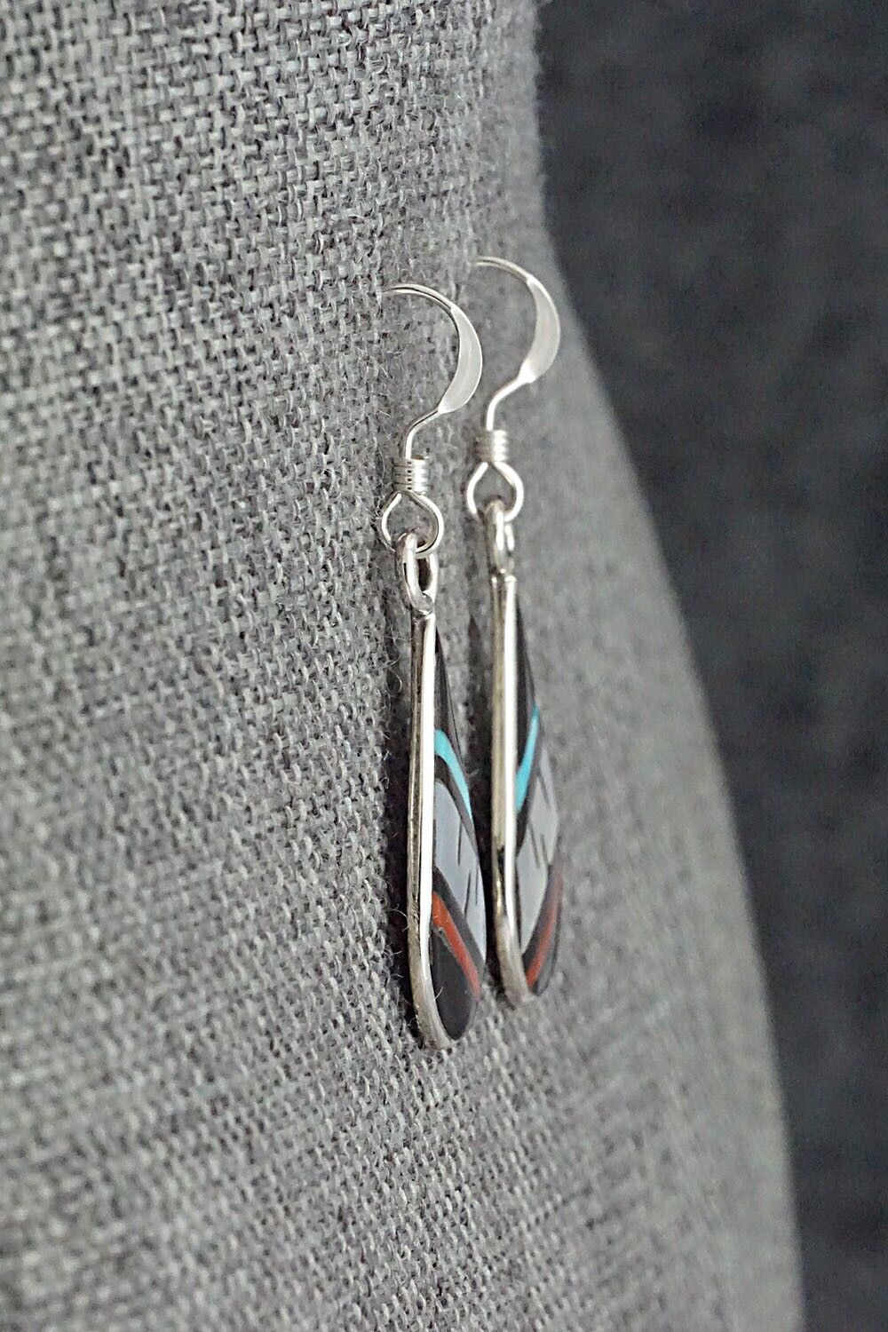 Multi Stone & Sterling Silver Inlay Earrings - Rhianna Kallestewa