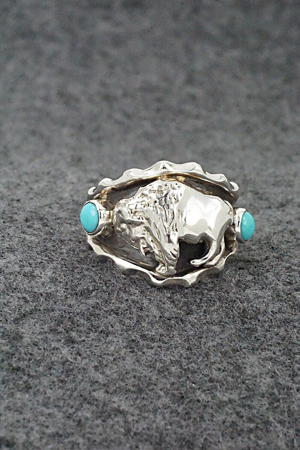 Turquoise & Sterling Silver Ring - Genevieve Francisco - Size 11.5