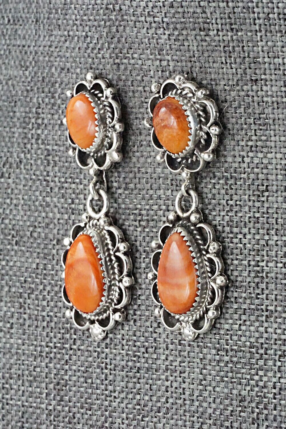 Spiny Oyster & Sterling Silver Earrings - Maritta Martinez