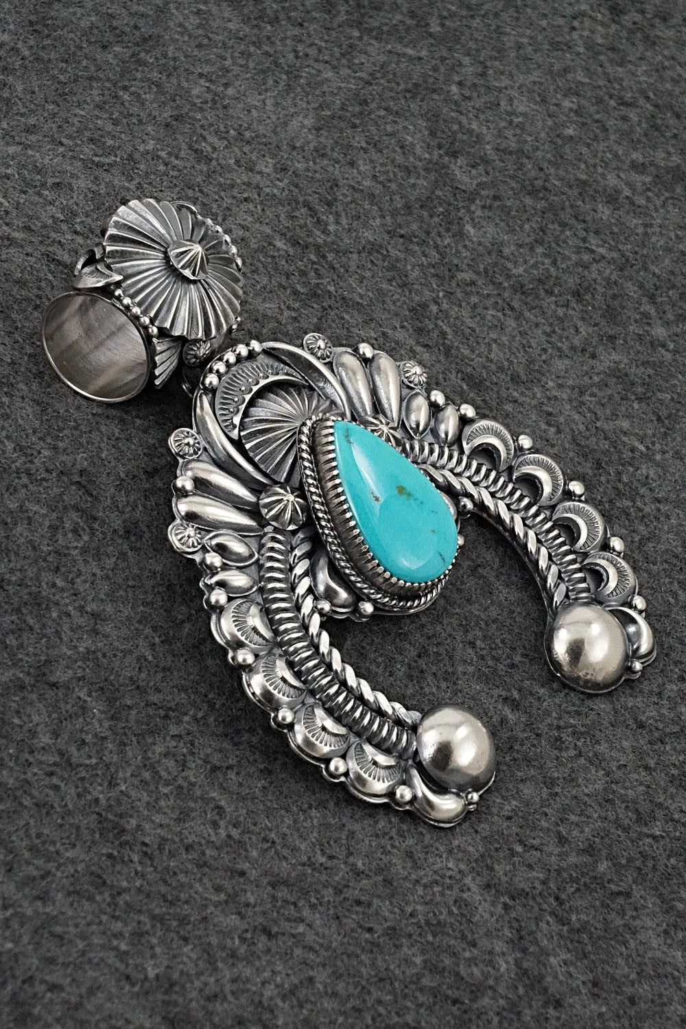 Turquoise & Sterling Silver Naja Pendant - Delbert Gordon