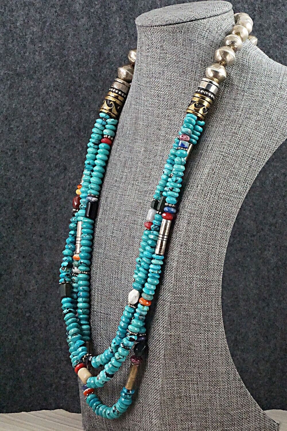 Multi Stone and Sterling Silver Necklace - Tommy Singer