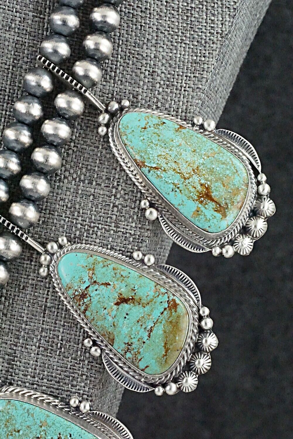 Turquoise & Sterling Silver Squash Blossom Set - Tom Lewis