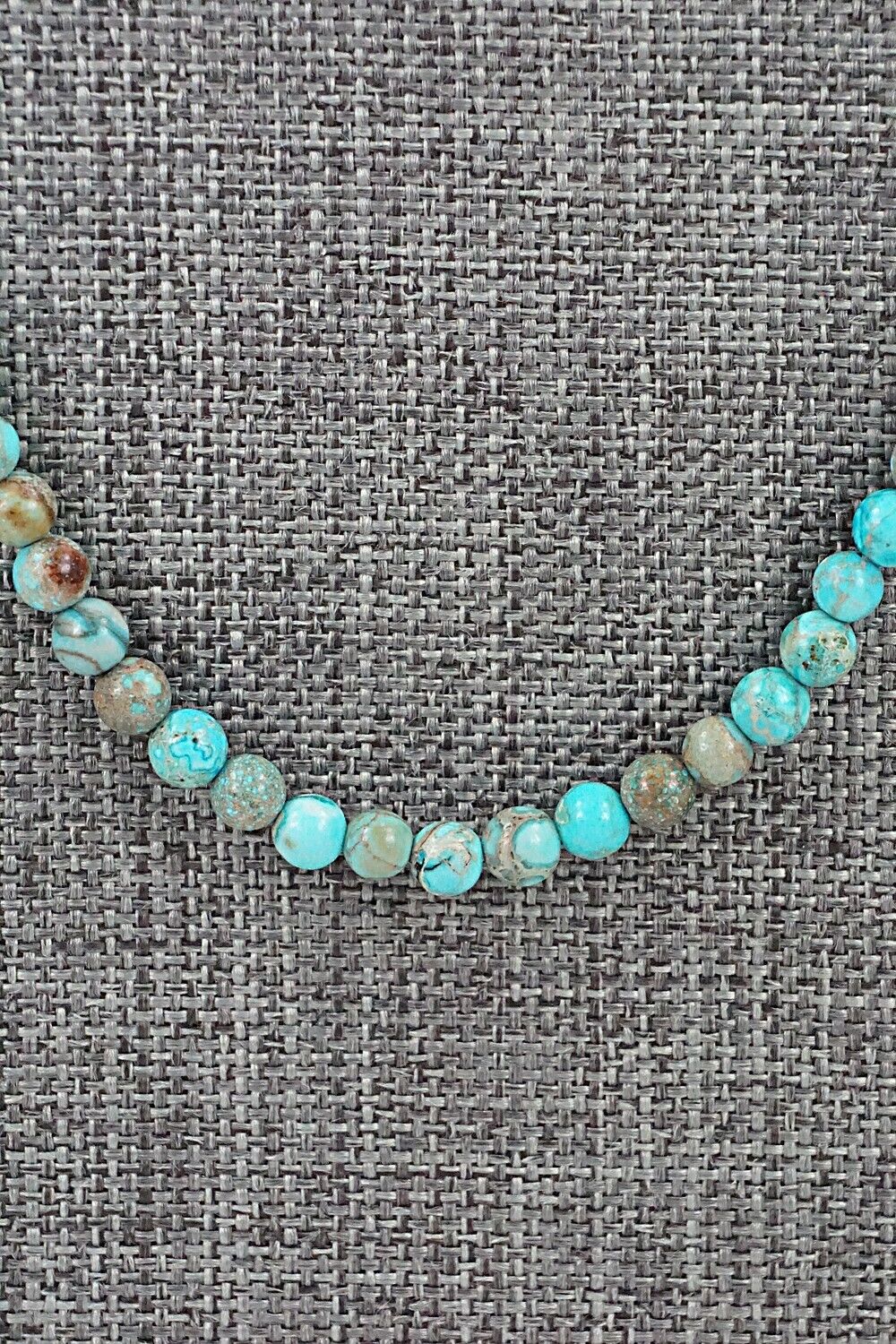 Turquoise, Shell & Sterling Silver Necklace 24" - Ramona Calavaza