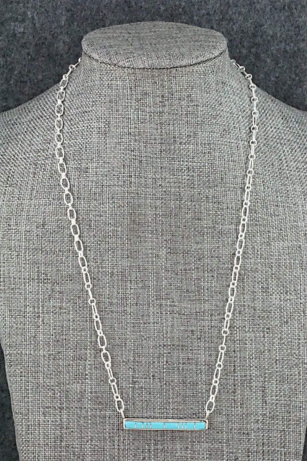 Turquoise & Sterling Silver Necklace - Roland Natachu