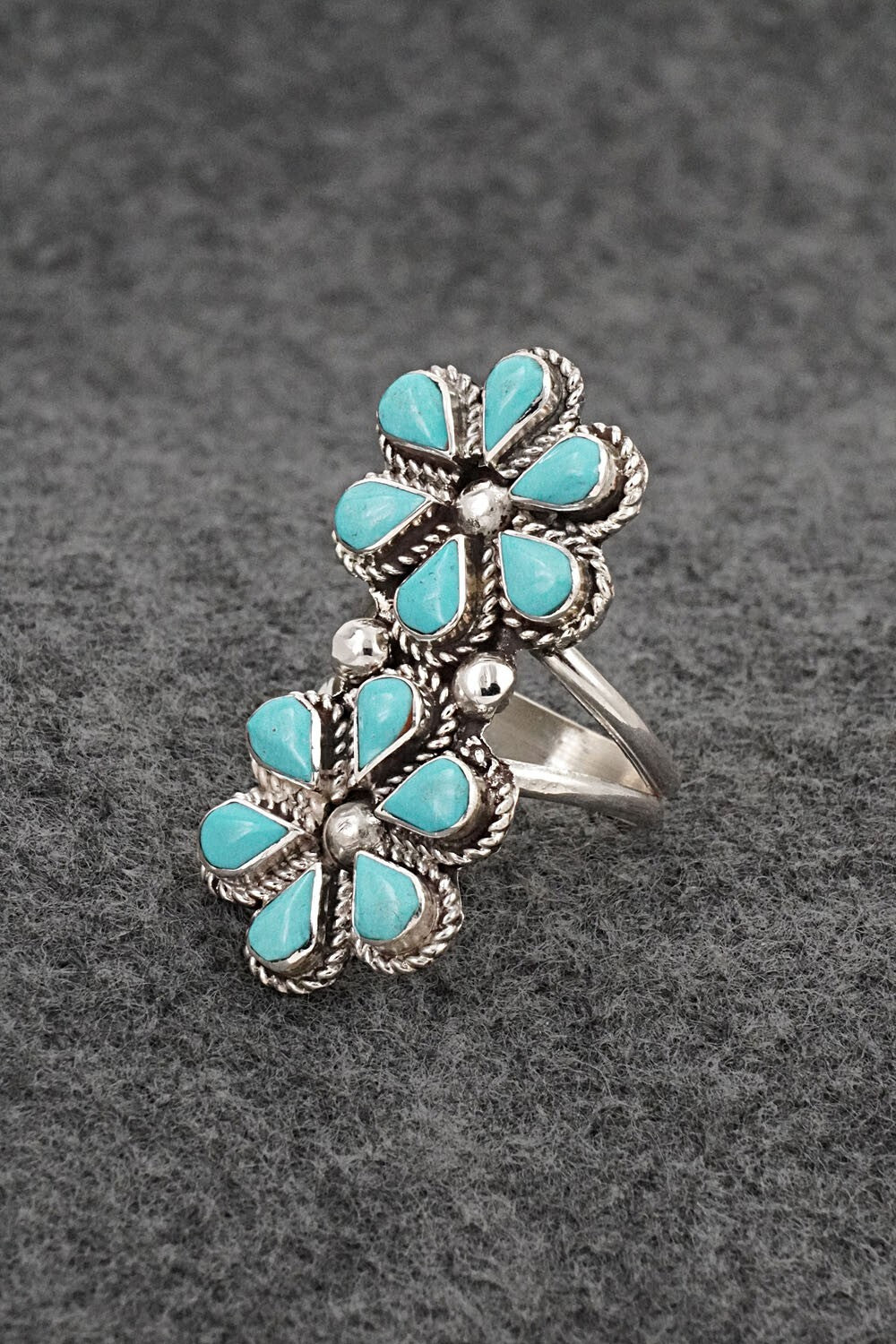 Turquoise & Sterling Silver Ring - Carol Lateyice - Size 9.5