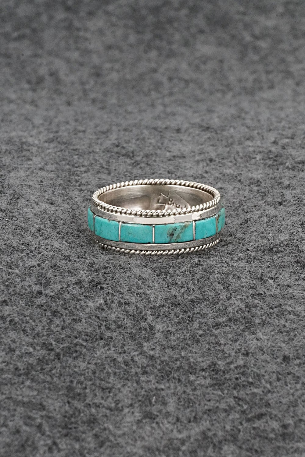 Turquoise & Sterling Silver Ring - Bruce Johnson - Size 9.5
