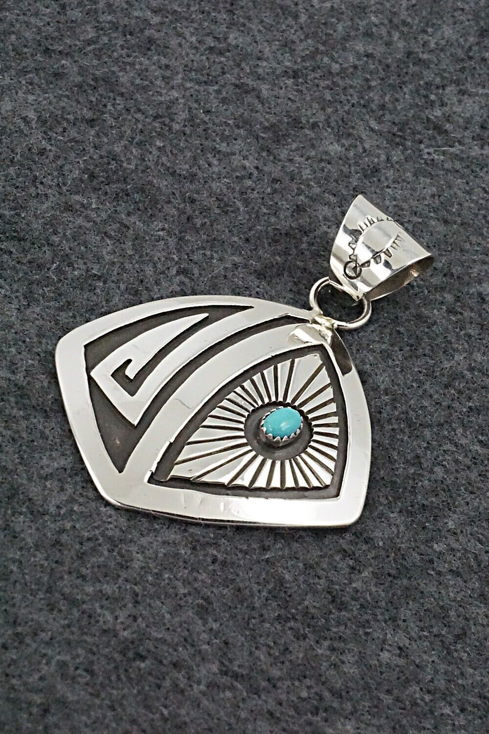 Turquoise and Sterling Silver Pendant - Rosco Scott