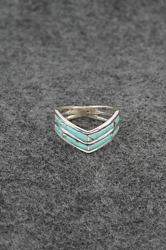 Turquoise & Sterling Silver Ring - Andrew Enrico - Size 7.5