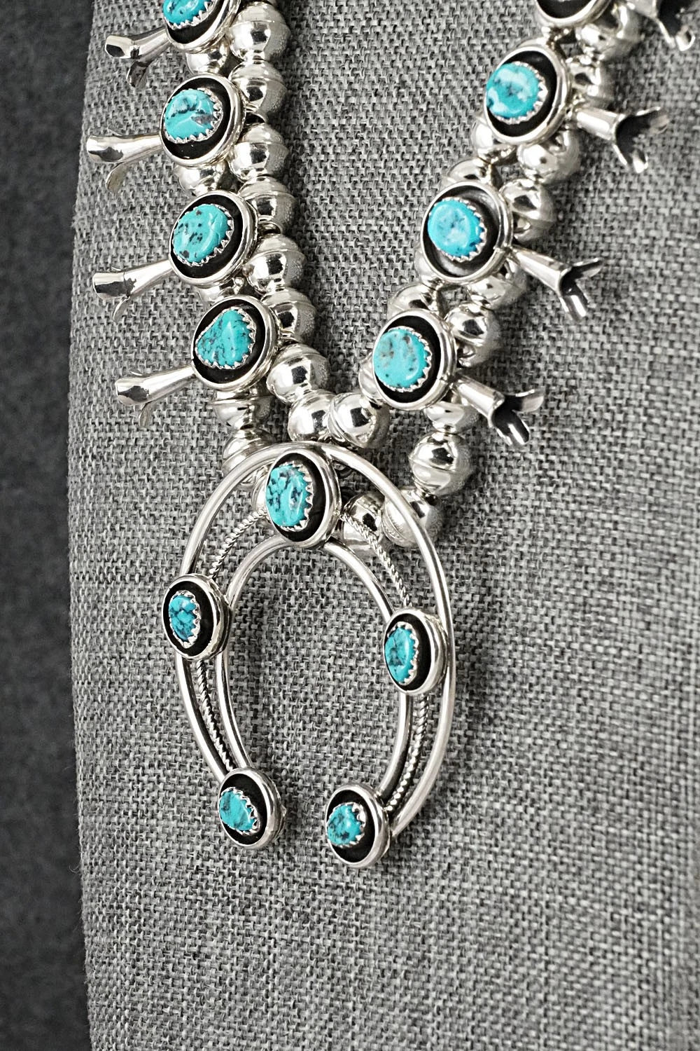 Turquoise & Sterling Silver Squash Blossom Set - Phil Garcia